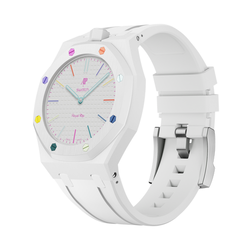 Strapmont AP x Swatch Royal Pop Bioceramic Rubber Watch Strap White
