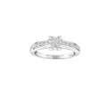9ct white gold engagement ring with a 0.33ct princess cut diamond by Mazal & Co. showcasing the elegant design.
