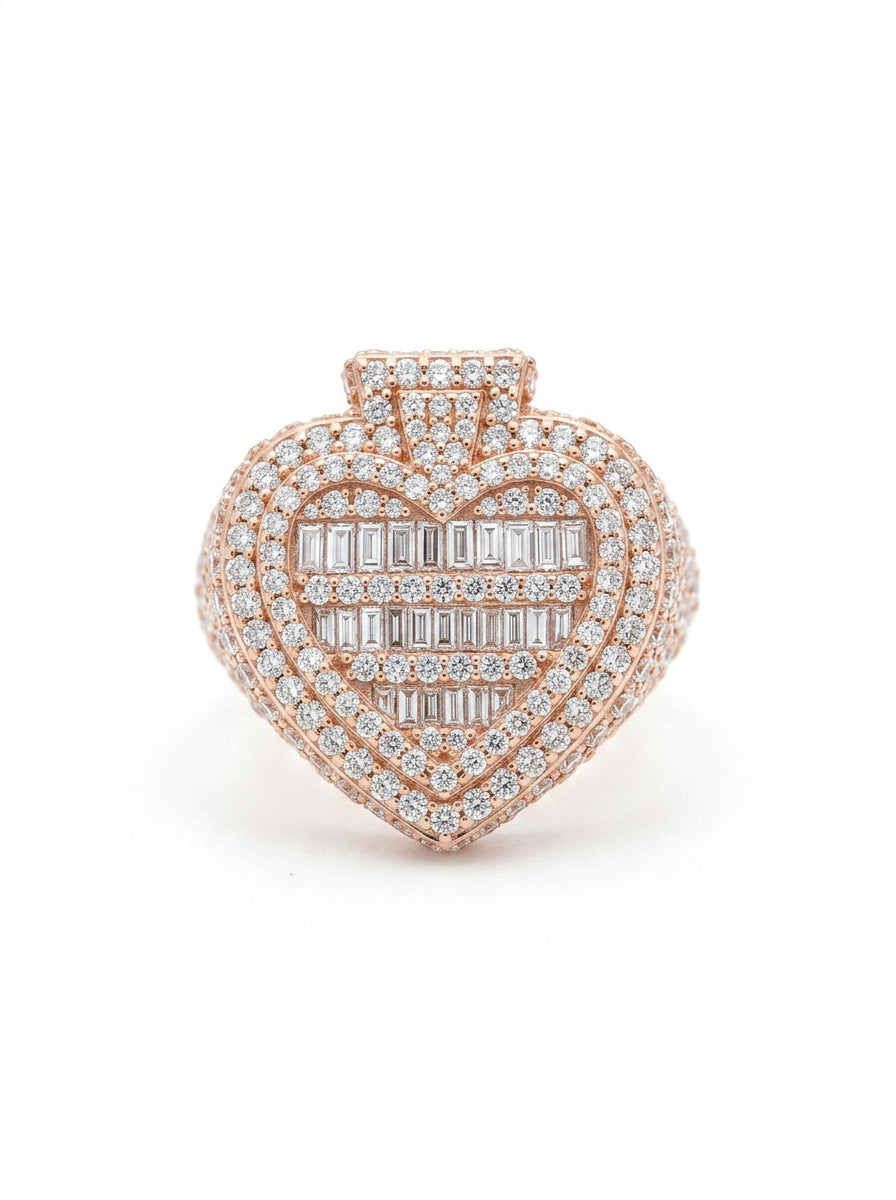 Spade Statement Ring 18ct Rose Gold Diamond Encrusted